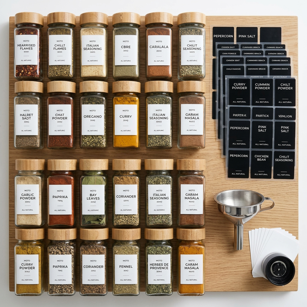Acacia Spice Jar Set — 34 Jars