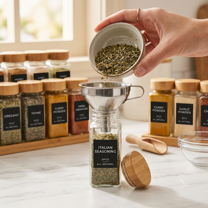 Acacia Spice Jar Set — 14 Jars
