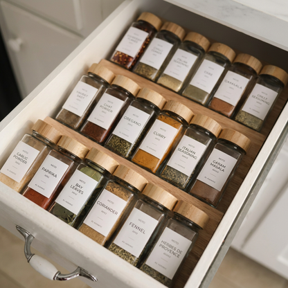 Acacia Spice Jar Set — 14 Jars