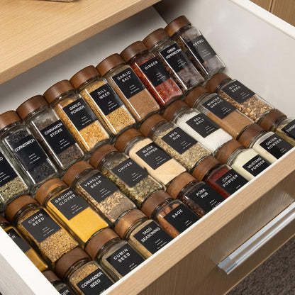 Elevate Your Kitchen with 34Pc Glass Spice Jars - 4Oz Square Containers with Airtight Wood Lids, Grinder, and Labels for Perfect Seasoning Organization